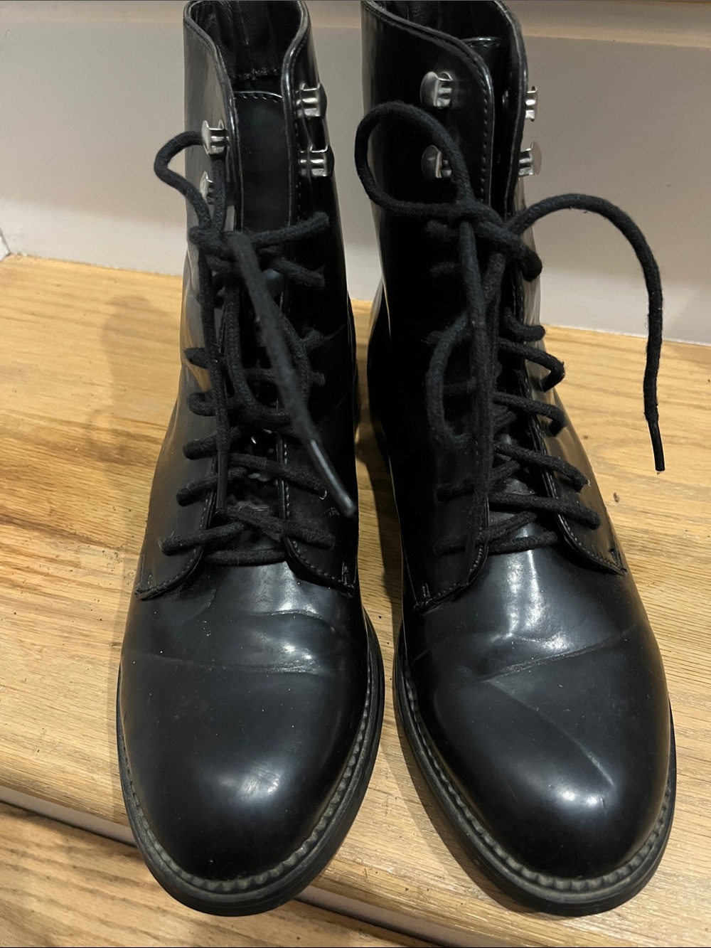 Forever 21 Black Lace-Up Ankle Combat Boots - Picture 4 of 5